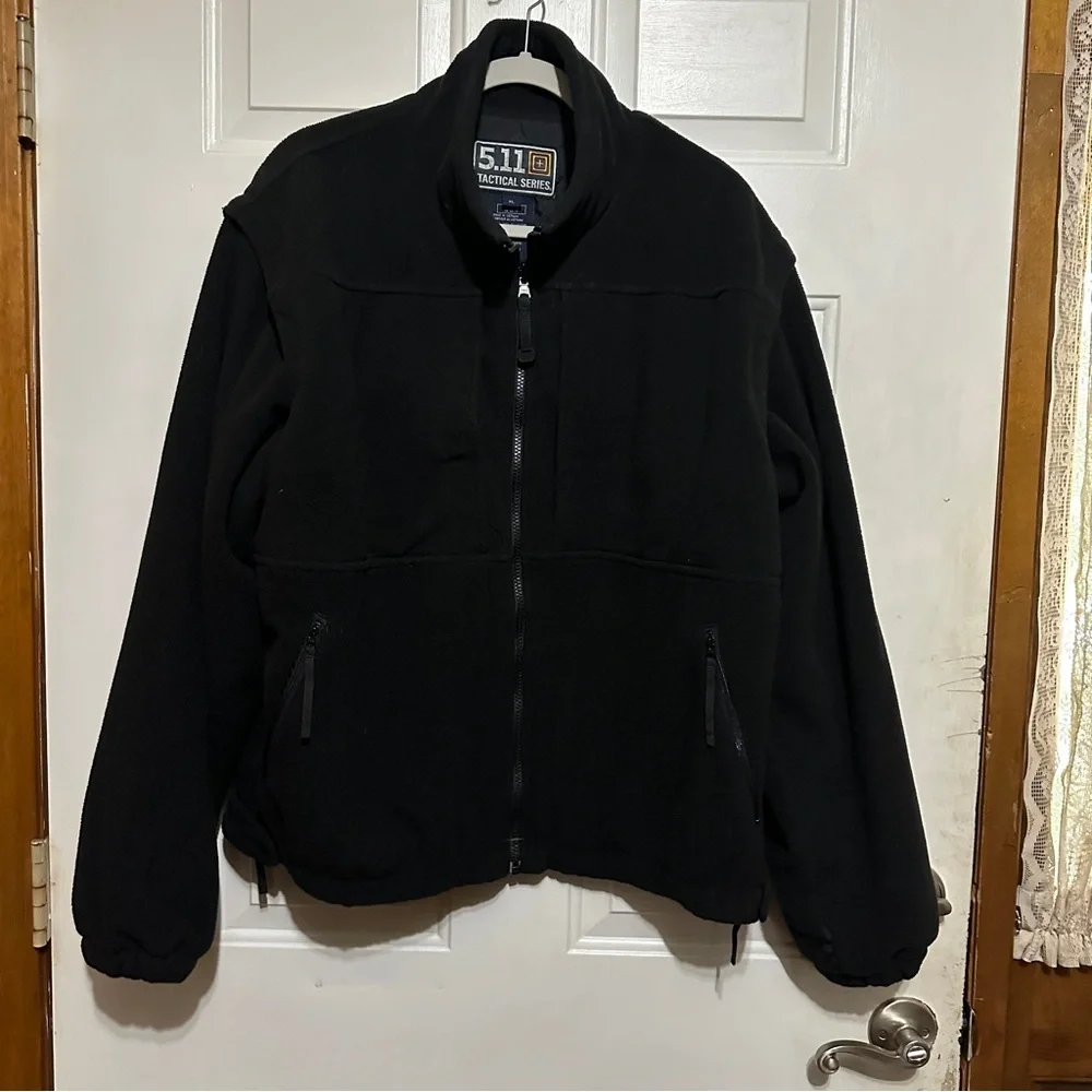 511 Tactical Jacket Mens XL Black Full Zip Detachable Sleeve Jacket Fleece Heavy - Picture 1 of 7